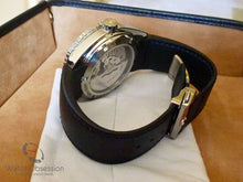 Load image into Gallery viewer, Hirsch HEAVY CALF Curved Ended Deployment Clasp Watch Strap  BLACK 18 mm - Pewter &amp; Black