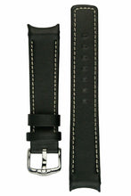 Load image into Gallery viewer, Hirsch Leonardo Medici Curved End leather Watch Strap BLACK / WHITE 18mm - Pewter &amp; Black