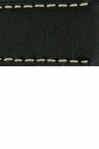 Hirsch Leonardo Medici Curved End leather Watch Strap BLACK / WHITE 18mm - Pewter & Black