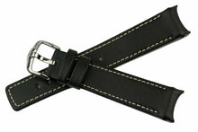 Load image into Gallery viewer, Hirsch Leonardo Medici Curved End leather Watch Strap BLACK / WHITE 18mm - Pewter &amp; Black