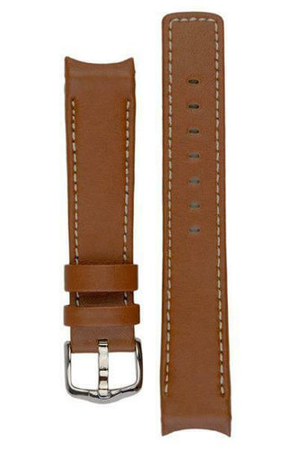 Hirsch MEDICI HEAVY CALF UPPER Curved Ended Watch Strap GOLD BROWN & WHITE 18mm - Pewter & Black