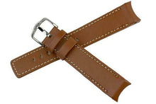 Load image into Gallery viewer, Hirsch MEDICI HEAVY CALF UPPER Curved Ended Watch Strap GOLD BROWN &amp; WHITE 18mm - Pewter &amp; Black
