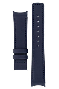 Hirsch OEM HEAVY CALF Curved Ended Watch Strap *FOR DEPLOYMENT CLASP* BLUE 18mm - Pewter & Black