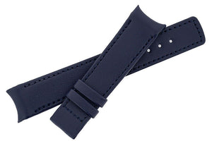 Hirsch OEM HEAVY CALF Curved Ended Watch Strap *FOR DEPLOYMENT CLASP* BLUE 18mm - Pewter & Black
