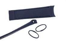 Load image into Gallery viewer, Hirsch OEM HEAVY CALF Curved Ended Watch Strap *FOR DEPLOYMENT CLASP* BLUE 18mm - Pewter &amp; Black