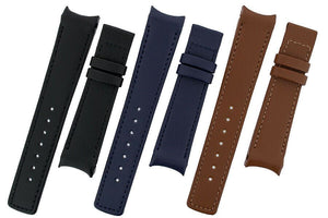 Hirsch OEM HEAVY CALF Curved Ended Watch Strap *FOR DEPLOYMENT CLASP* BLUE 18mm - Pewter & Black
