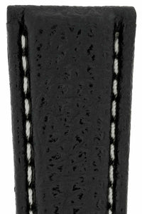 Chrono Shark Leather Watch Strap for folding clasp Black 20mm - Pewter & Black