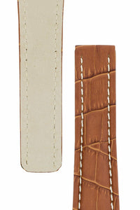 Tan Leather Alligator grain Deployment Watch Strap 24mm - Pewter & Black