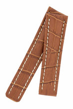 Load image into Gallery viewer, Tan Leather Alligator grain Deployment Watch Strap 24mm - Pewter &amp; Black