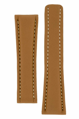Tan Brown padded Leather  Deployment Watch Strap 22 mm to 18 mm for Breitling - Pewter & Black