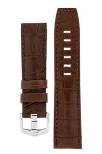 Hirsch TRITONE  Genuine Alligator Watch Strap BROWN 22MM L for Panerai - Pewter & Black