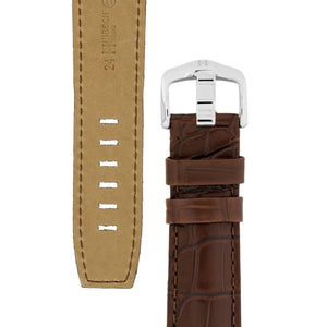 Hirsch TRITONE  Genuine Alligator Watch Strap BROWN 22MM L for Panerai - Pewter & Black