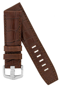 Hirsch TRITONE  Genuine Alligator Watch Strap BROWN 22MM L for Panerai - Pewter & Black