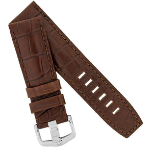 Hirsch TRITONE  Genuine Alligator Watch Strap BROWN 22MM L for Panerai - Pewter & Black