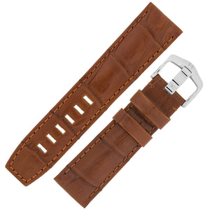 HIrsch TRITONE  Genuine Alligator leather Watch Strap GOLD BROWN 22 MM Long - Pewter & Black