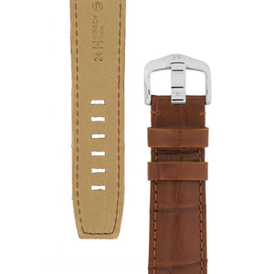 HIrsch TRITONE  Genuine Alligator leather Watch Strap GOLD BROWN 22 MM Long - Pewter & Black