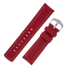Load image into Gallery viewer, Hirsch CARBON Leather Watch Strap RED 24MM L - Pewter &amp; Black