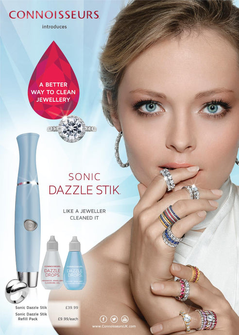 Connoisseurs Sonic Dazzle Stik Electric Brush Jewellery Diamond Cleaner & Polish - Pewter & Black