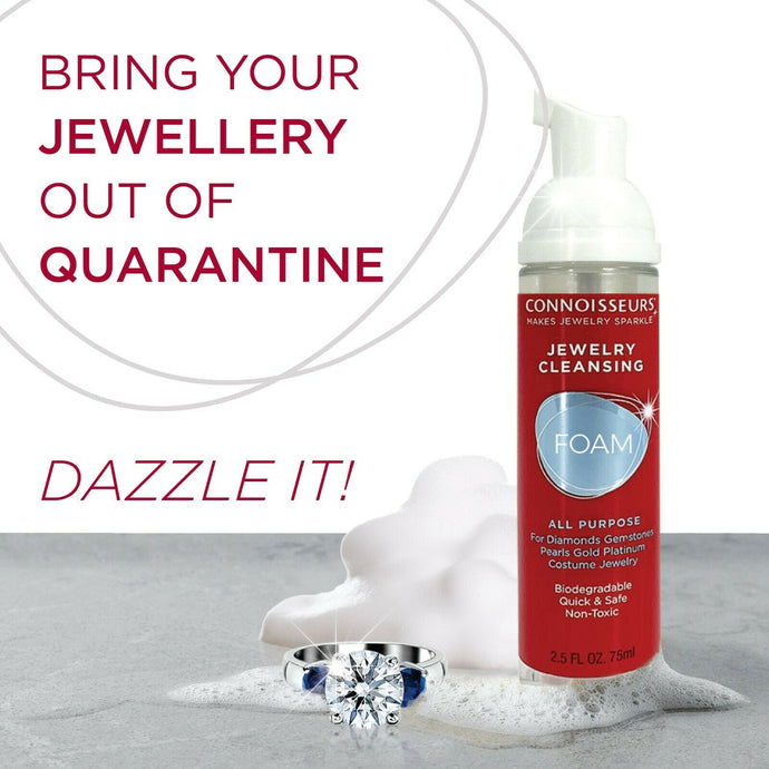 CONNOISSEURS TARNISH CLEANER FOAM. Sanitizing jewellery wash. Diamond RING - Pewter & Black