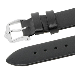Hirsch DIAMOND CALF flat scratchproof Leather Watch Strap BLACK XL - Pewter & Black