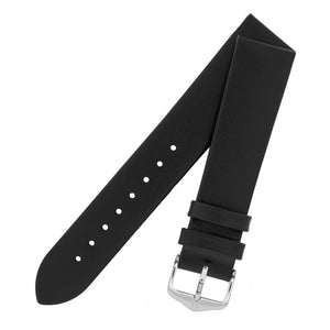 Hirsch DIAMOND CALF flat scratchproof Leather Watch Strap BLACK XL - Pewter & Black