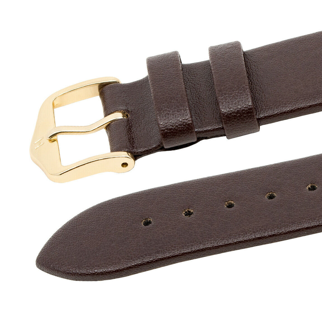 Hirsch Diamond Calf leather Watch Strap BROWN XL EXTRA LONG scratchproof - Pewter & Black