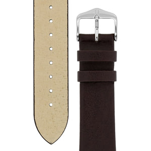 Hirsch Diamond Calf leather Watch Strap BROWN XL EXTRA LONG scratchproof - Pewter & Black