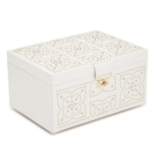 MARRAKESH Medium Jewellery Box - CREAM - Pewter & Black