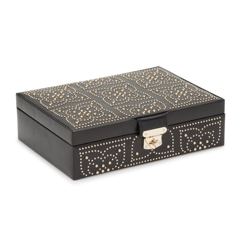 MARRAKESH Flat Jewellery Box - BLACK - Pewter & Black