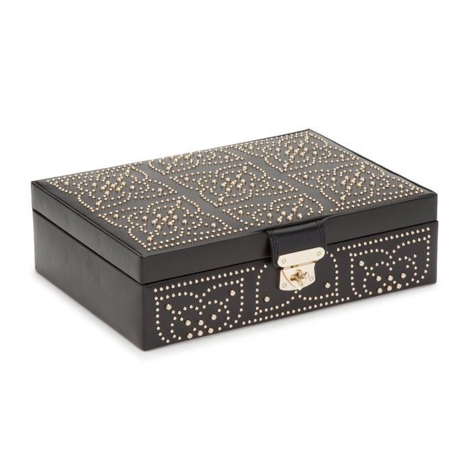 MARRAKESH Flat Jewellery Box - BLACK - Pewter & Black