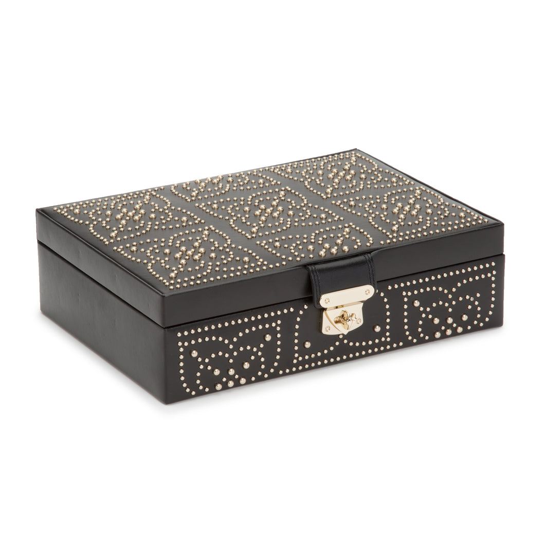 MARRAKESH Flat Jewellery Box - BLACK - Pewter & Black