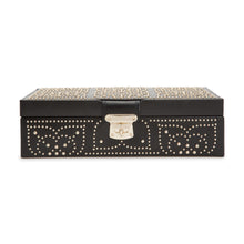 Load image into Gallery viewer, MARRAKESH Flat Jewellery Box - BLACK - Pewter &amp; Black