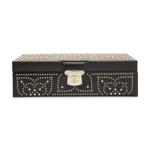 MARRAKESH Flat Jewellery Box - BLACK - Pewter & Black