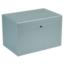 Load image into Gallery viewer, Wolf 1834 LONDON Large Luxury Leather Jewellery Box &amp; travel cases   - Ice Blue - Pewter &amp; Black
