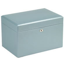 Load image into Gallery viewer, LONDON Medium Jewellery Box &amp; Travel Case - Ice Blue Leather - Pewter &amp; Black