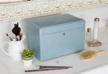 Load image into Gallery viewer, LONDON Medium Jewellery Box &amp; Travel Case - Ice Blue Leather - Pewter &amp; Black