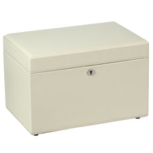 Load image into Gallery viewer, LONDON Medium Jewellery Box &amp; Travel Case - Cream Leather - Pewter &amp; Black