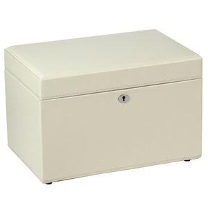 LONDON Medium Jewellery Box & Travel Case - Cream Leather - Pewter & Black