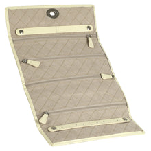 Load image into Gallery viewer, Wolf 1834 LONDON  Holiday luggage Travel Roll - Cream Genuine Leather - Pewter &amp; Black
