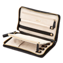 Load image into Gallery viewer, WOLF 1834 CAROLINE - LEATHER JEWELLERY PORTFOLIO - Pewter &amp; Black