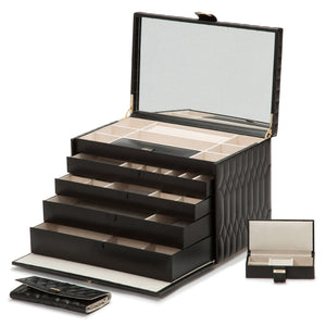 CAROLINE EXTRA LARGE JEWELLERY CASE - Pewter & Black