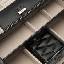 Load image into Gallery viewer, WOLF 1834 CAROLINE MEDIUM LEATHER JEWELLERY CASE - Pewter &amp; Black