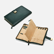 Load image into Gallery viewer, Wolf 1834 CASSANDRA luxury leather JEWELLERY PORTFOLIO CASE - Pewter &amp; Black