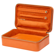Load image into Gallery viewer, MARIA Medium Zip JEWELLERY TRAVEL Case - Tangerine