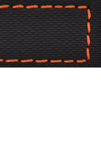 Load image into Gallery viewer, Waterproof PU Ballistic Watch Band Strap  BLACK  / ORANGE stitching 20, 22, 24mm - Pewter &amp; Black