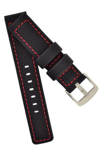 BALLISTIC PU WATERPROOF NYLON Sport Watch Strap in BLACK / RED