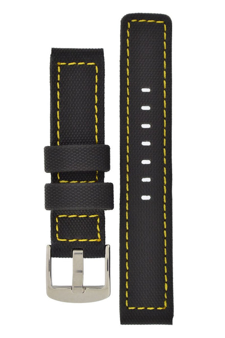 BALLISTIC PU Sport Watch Strap in BLACK / YELLOW