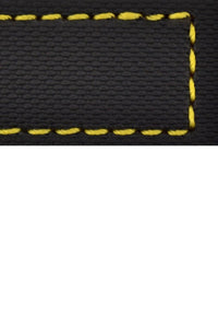 PU Ballistic Watch Band Waterproof Dive strap - BLACK / YELLOW stitch