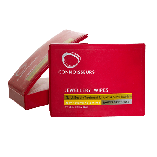Connoisseurs Sanitising Gold, Silver and Platinum Jewellery Watch Tarnish Wipes - Pewter & Black