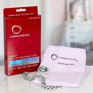 Connoisseurs Silver Jewellery and Watch Polishing Cloth - Pewter & Black